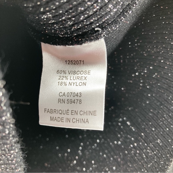 House Of Harlow 1960 Black Shimmer Knit Mock Neck Top - Picture 5 of 6